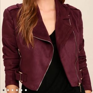 Burgundy suede moto jacket